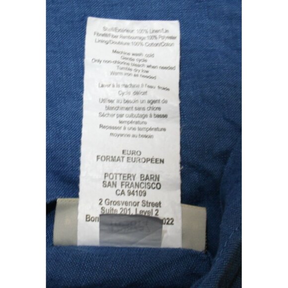 Pottery Barn Blue Linen Diamond Quilted Euro Shams Set of 2 Classic Luxury - Picture 6 of 6